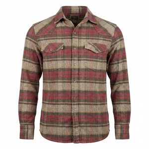 Converse One Star‎ Men Medium Plaid Western Pearl Snap Shirt Red Grey